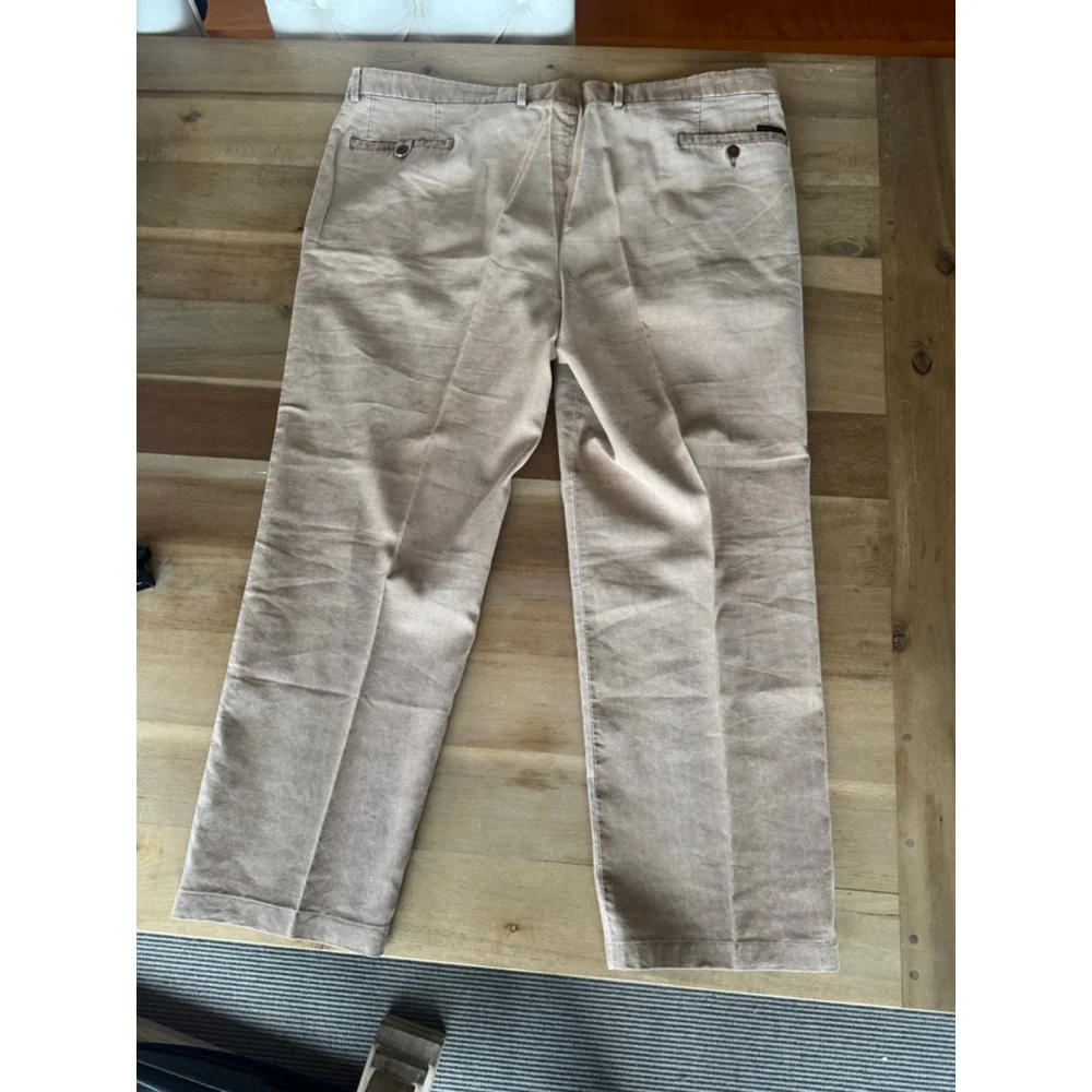 Corneliani Beige Cotton Linen Trousers Men's Size 60